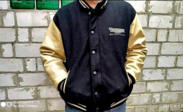 Triumph wool varsity jacket vintage style look triumph motorcycle jacket 3