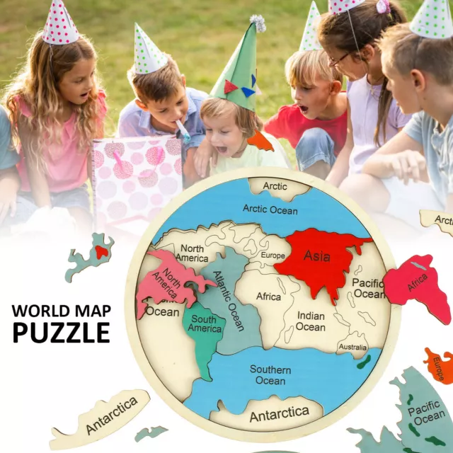 World Map Puzzle Wooden World Jigsaw Puzzle Round Geography Puzzle ✽