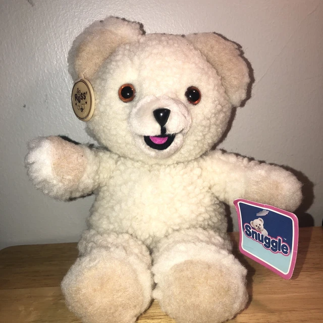 Vintage NOS 1986 Russ Lever Snuggle Bear 10” Stuffed Plush Tags Fabric Softener