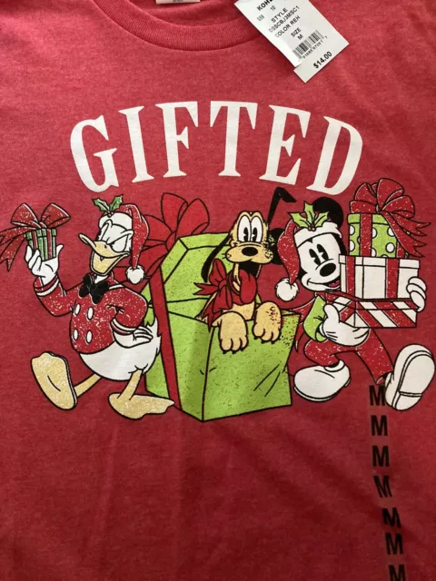Walt Disney Christmas Mickey Mouse Donald Duck Ted T Shirt Medium