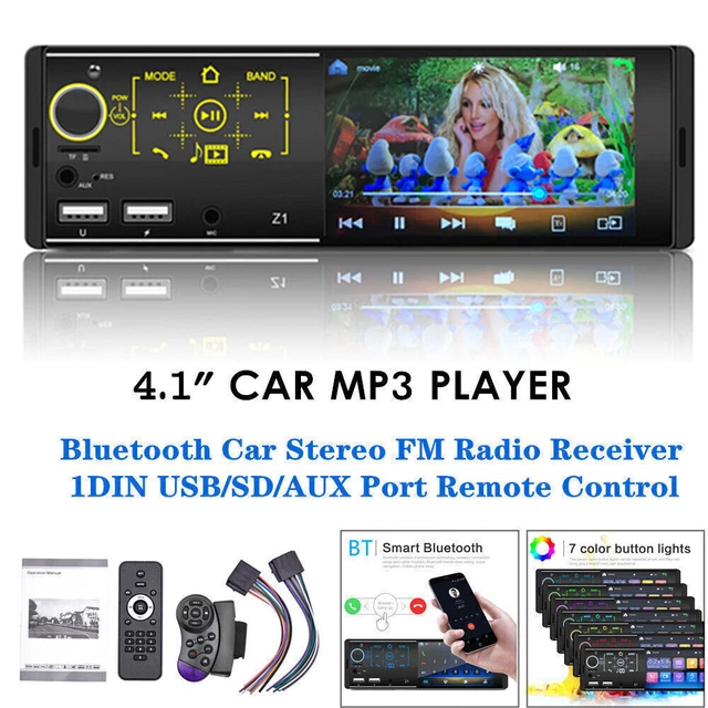 12V Car Stereo with Bluetooth MP3 Radio Audio USB/FM Single Din w/Remote Control