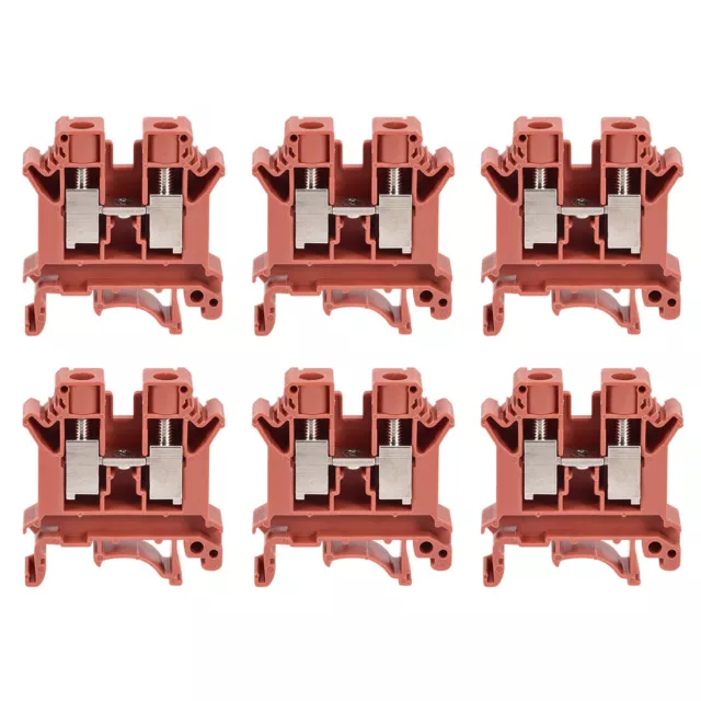 DIN Rail Terminal Block UK10N 800V 76A Screw Clamp Connector 0.5-10mm2 Red 6 Pcs