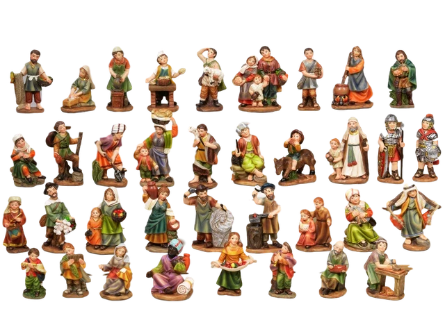 Paben Set Mit 18 Krippenfiguren Aus Kunstharz, Je Ca. 7 Cm Hoch – Religiöse Weihnachtsdekoration