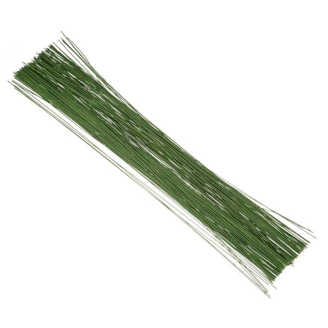 200 piezas Ramo de alambre tallo floral calibre 16 pulgadas 26 tallo papel envuelto verde