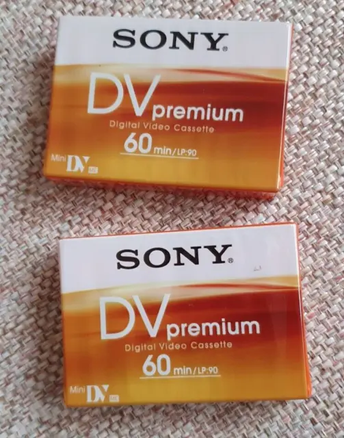 2 x SONY Mini DV Premium Digital Video Cassette 60 Min/LP 90 Brand New & Sealed