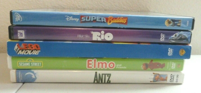 Lot of 5 - Kids Movies DVDS Super Buddies Elmo Rio Lego Movie Antz