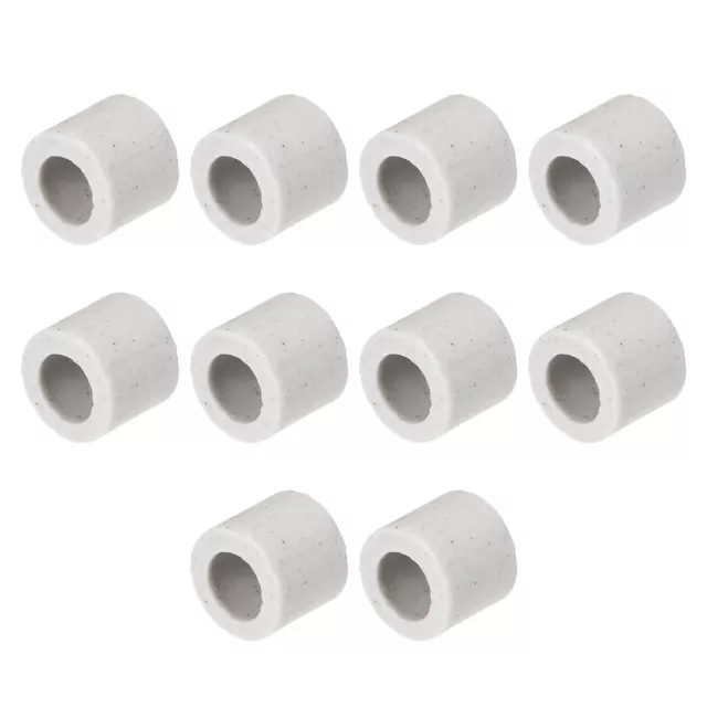 8mm Dia Ceramic Insulation Tube Single Bore Porcelain Insulator Pipe 10 Pcs