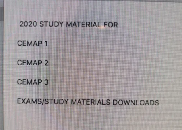 CeMAP 1 2 3 STUDY MATERIALS/  EXAM QUESTIONS/ REVISION MATERIALS 2020