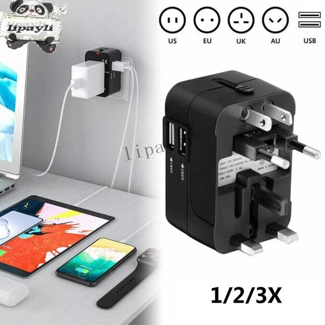 Universal Travel Adapter USB Charger UK US EU AU Plug Converter Adaptor AC Power