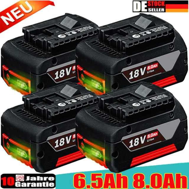 4X 8,0Ah Original Akku für Bosch 18V Professional GBA GSR GSB BAT618 BAT609 6Ah