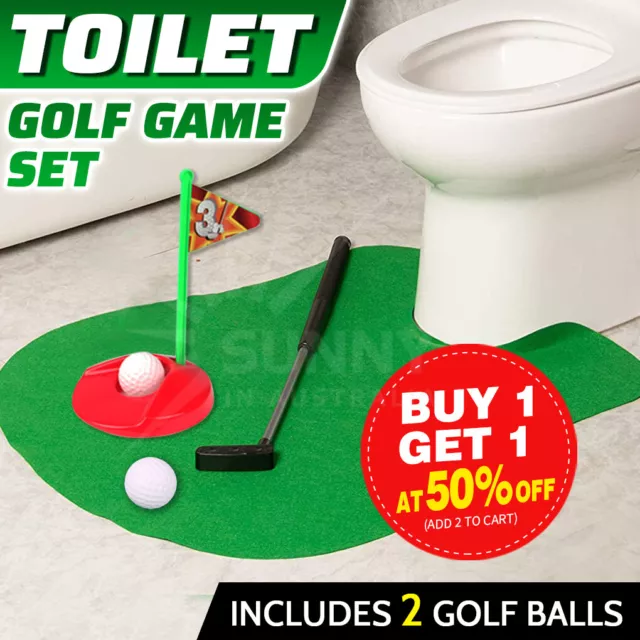 Novelty Toilet Mini Golf Potty Putter Bathroom Game Toy Trainer Set Xmas Gift