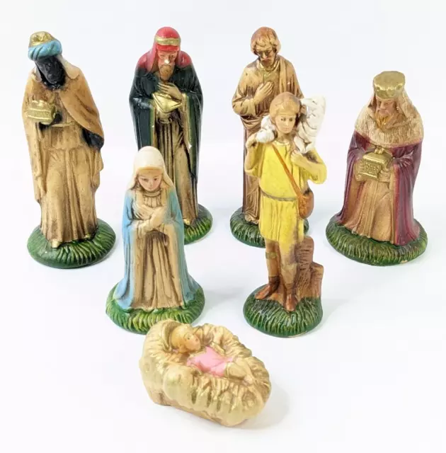 Vintage Nativity Scene Set Christmas Ceramic Figures Seasonal Decor READ