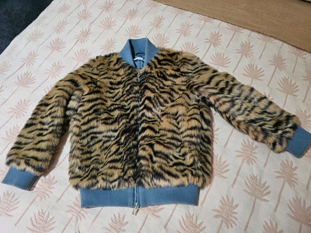 Stella Mccartney Kids Faux Fur Tiger Print Fun Jacket Size 8 As New Unisex
