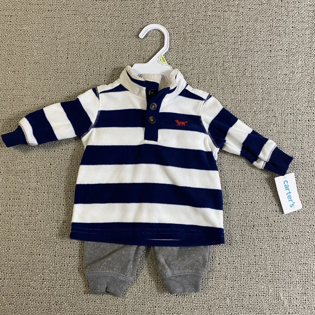New Carters Infant Baby Boy Warm Long Sleeve Shirt Pants Set Size 3 Months