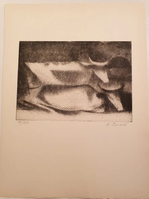 HERIBERT LOSERT - Kühe - Puntasecca Originale Numerata Firmata 20/650