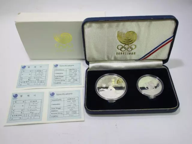 2 x Silbermünzen - Korea 5000 u. 10000 Won 1988 "Läufer/ Olympia" PP MW7134