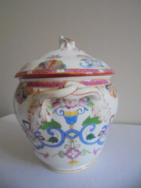 Superbe grand sucrier porcelaine Sarreguemine MINTON h 16 cm Tbe 3