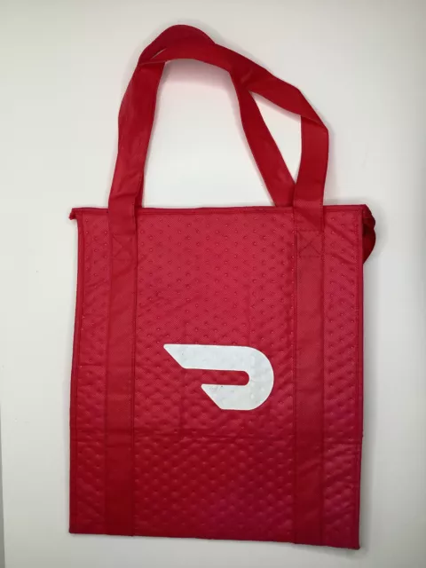Doordash Insulated Food Bag Delivery Takeout Red Tote Zip Up Top 15"x13"x9".5