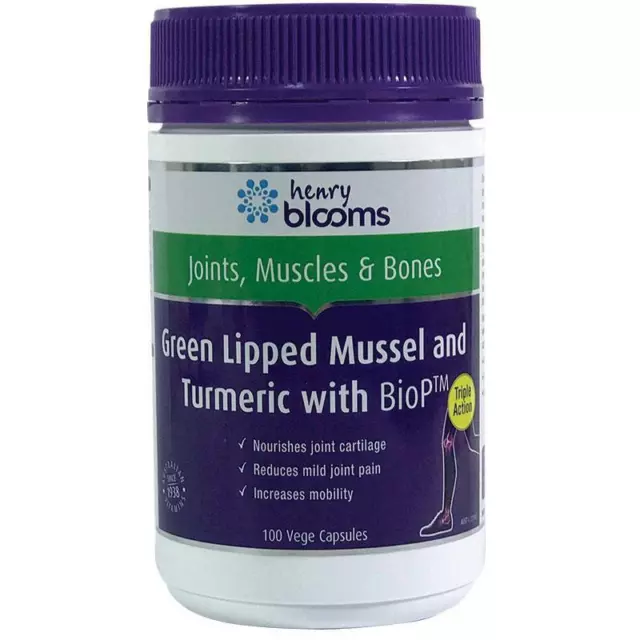 Blooms Green Lipped Mussel 500mg With Turmeric 1500mg 100 Vege Capsules