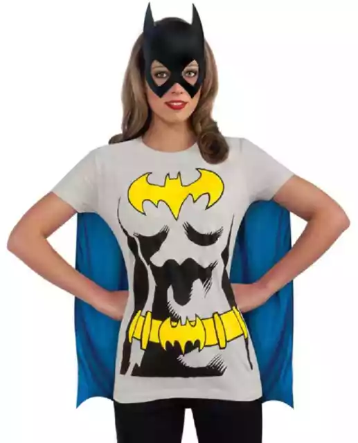 Batgirl T-Shirt Mask DC Comics Superhero Fancy Dress Halloween Costume Accessory