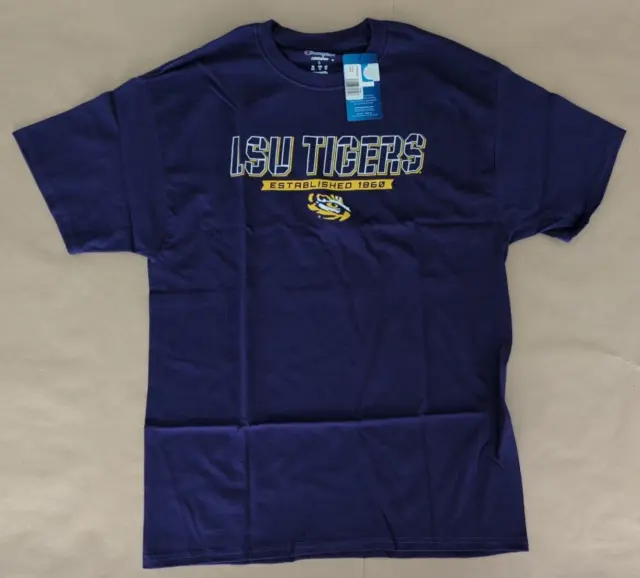 Champion NCAA LSU Tigers Mens Perimeter Short Sleeve T-Shirt Sz L Purple NWT