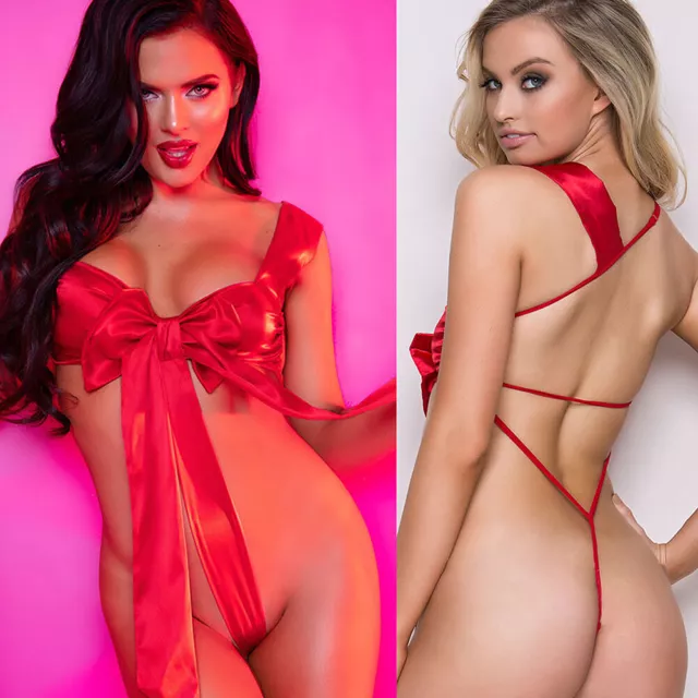 UNWRAP ME SATIN Bow Teddy New Womens Valentine Sexy Lingerie Red Small -  Medium $22.99 - PicClick