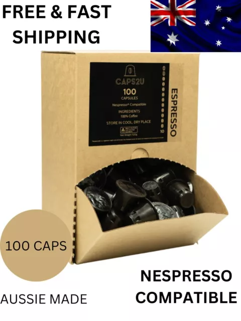 100 Pack Nespresso Compatible Capsules Pods Espresso Flavoured Premium Rich