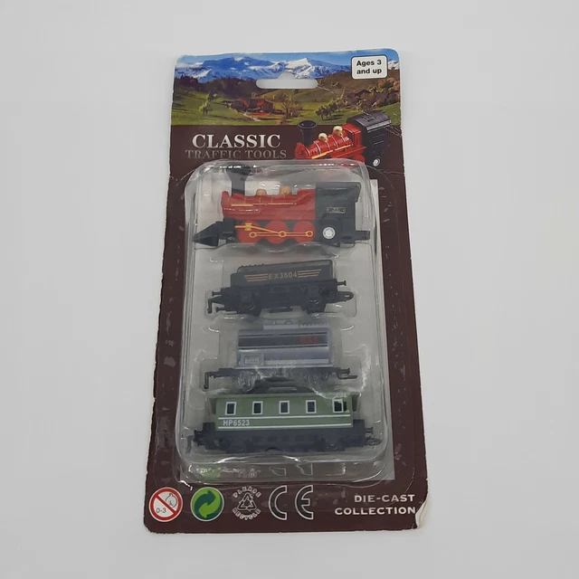 Train Model Red RETRO RED TRAIN Toy Die-Cast Pull Back Steam Train Model Set Kids Gift ...