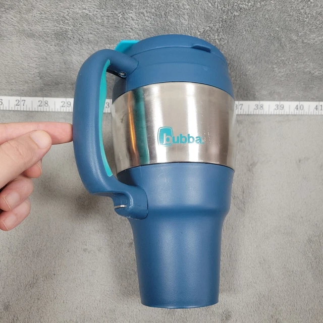 Bubba Keg Tall 34 oz Blue Insulated Trim Silver Travel Mug w/ Bottle Opener 9”