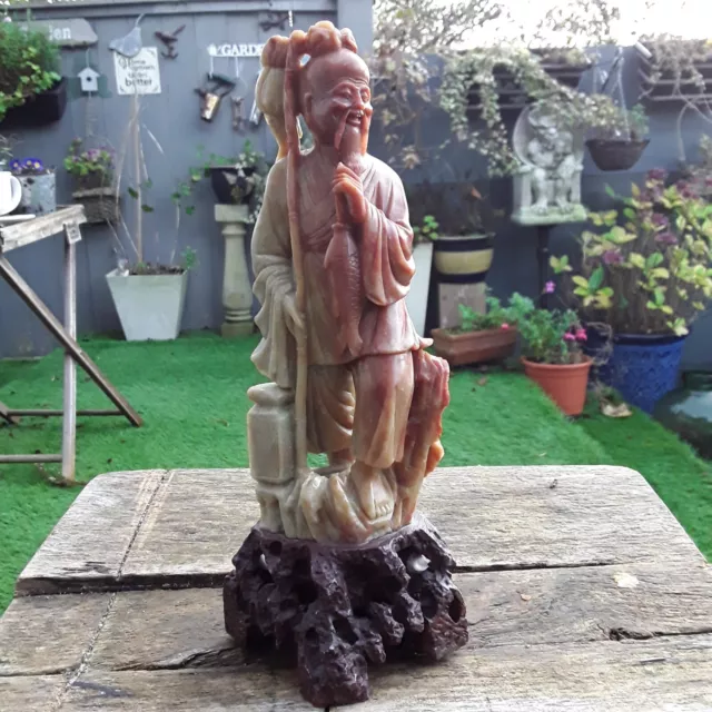 ORIENTAL CHINESE SOAPSTONE CARVED FIGURINE 26cm HIGH