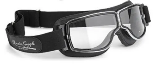 Motorradbrille AVIATOR T2 Brille Rahmen Chrom Leder schwarz