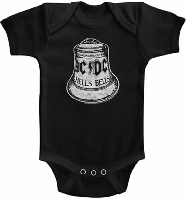 Official AC/DC Hells Bells Black Babygrow Bodysuit ACDC Romper Suit