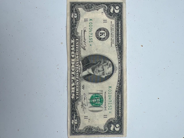 STAR Note~1976 $2 Two DOLLAR Bill~LOW Serial NUMBER~FEDERAL RESERVE~ATLANTA GA