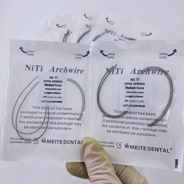 Dental Orthodontic Niti Open Coil Spring Arch Wires 010 012 180mm 2pcs/bag