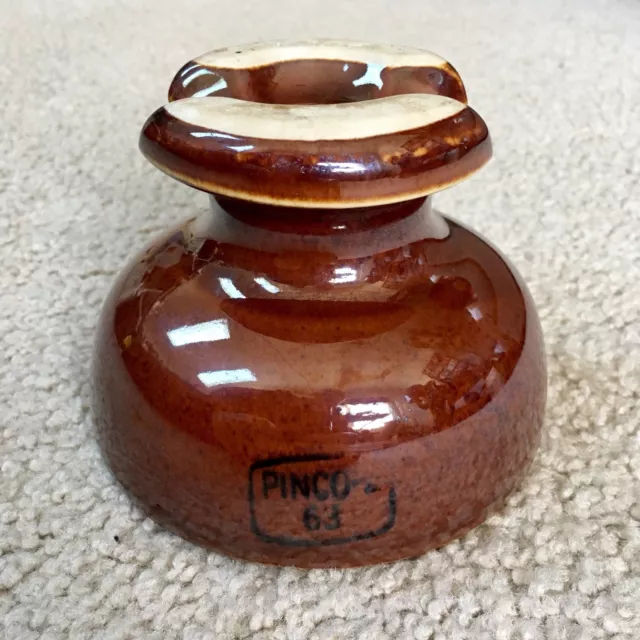 Vintage PINCO 63 Porcelain Insulator - Porcelain Insulator Corp. - Lima, NY RARE