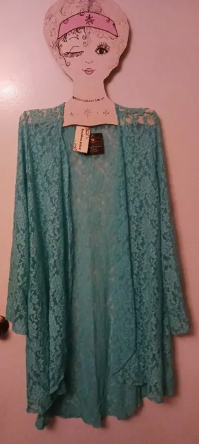 Southern Stitch Aqua Lace Cardigan NWT Sz 2/3x