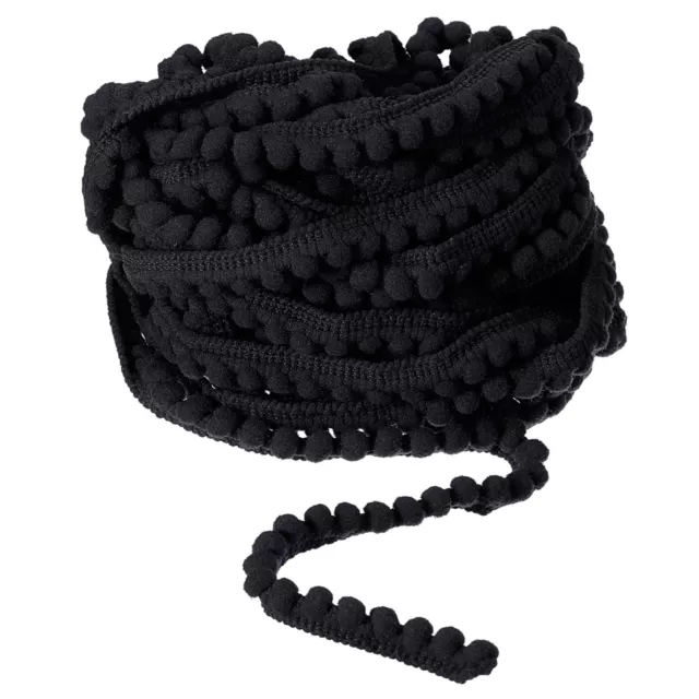 10 Yards Pom Pom Ball Fringe Trim Ribbon Sewing Trim DIY Crafts, 5mm Black