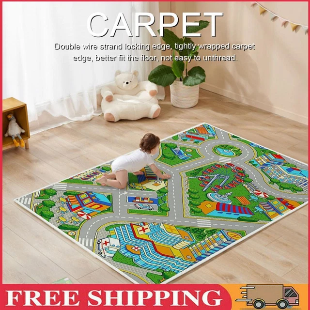 Kids Cartoon Carpet Rectangular Crawling Rug for Playroom Bedroom (60*90cm C)
