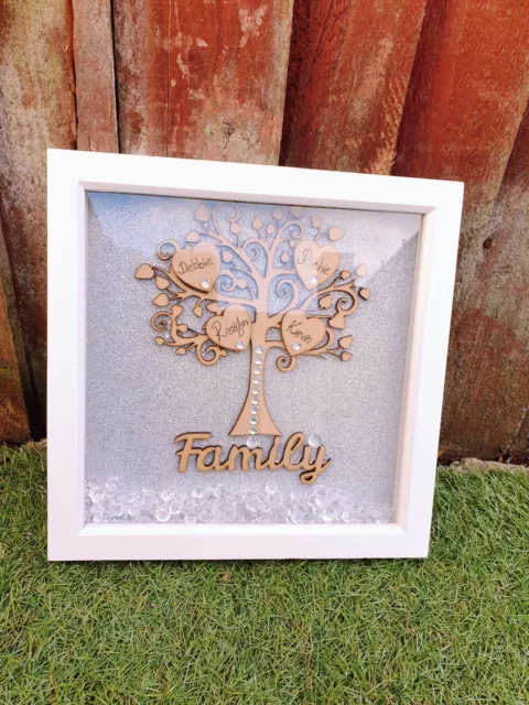 Handmade Personalised Family Tree Box Frame Keepsake Birthday New Home Gift Mum