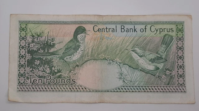 1989 - Central Bank Of Cyprus - £10 (Ten) Lira / Pounds Banknote, No. AB 884867 2