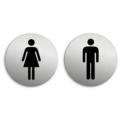 Plaque WC Toilettes Dames Messieurs Panneau Ø 75 mm Aluminium auto-adhésive