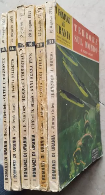 Lotto Sei Romanzi Di Urania 15/21 Mondadori 1953 Heinlein Van Vogt Simak Asimov