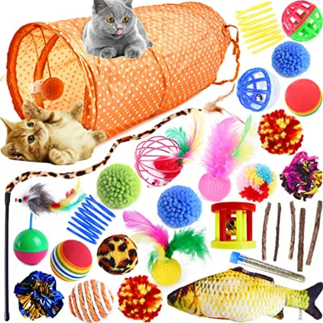 Katzenspielzeug 16/21/27/30 Stück Katzenspielzeug Set mit Katzentunnel, Mäuse ✔✅