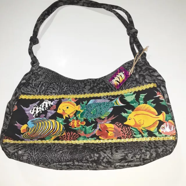 Purse Paul Brent Coral Reef Fish Canvas Shoulder Handles Zipper 14 x 9