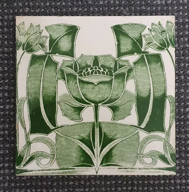 🔶️English Majolica Art Nouveau Jugendstil Aesthetic Fireplace Tile Minton Boote
