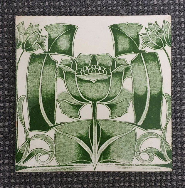🔶️English Majolica Art Nouveau Jugendstil Aesthetic Fireplace Tile Minton Boote