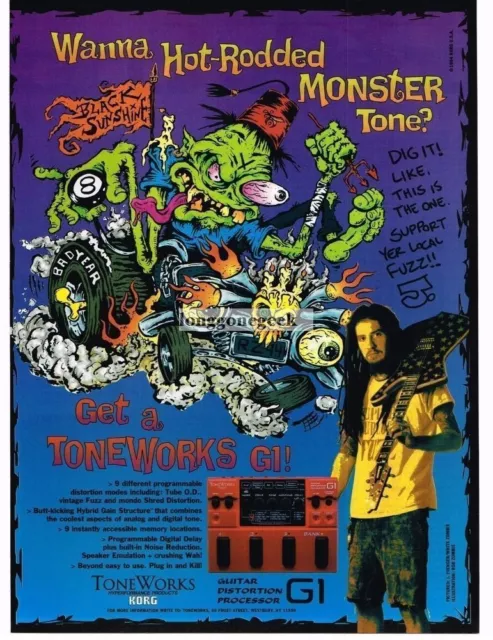 1995 Korg ToneWorks G1 Guitar Effects art by Rob Zombie Vintage Print Ad