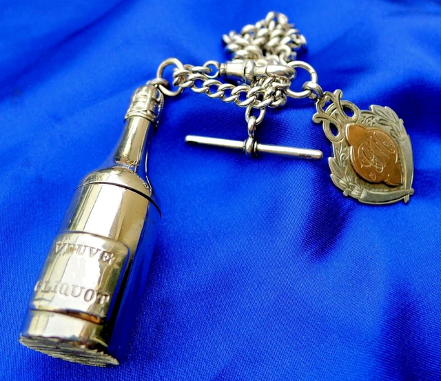 Veuve Cliquot Vesta Case Match Safe On A Hallmarked Silver Fob & Chain Veuve Cliquot Vesta Case Match Safe On A Hallmarked Silver Fob & Chain