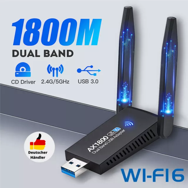 Bluetooth WIFI Adapter WLAN USB 3.0 Stick 1300/1800Mbps Dual-Band Dongle Antenne