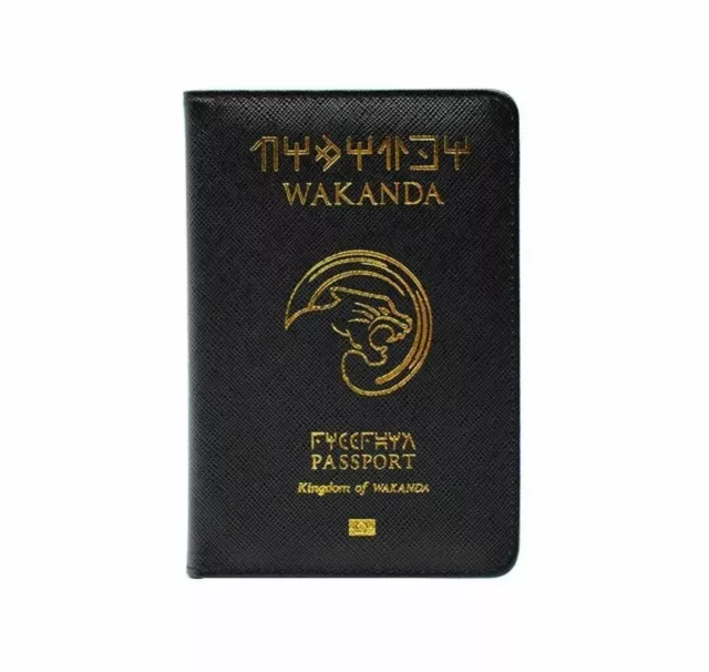 Marvel Black Panther Wakanda Themed Black Gold Pocket Passport Holder Avenger US